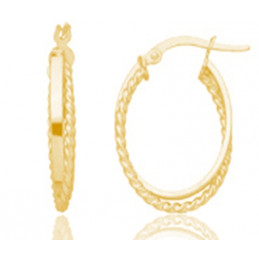 Créoles or jaune 18 carats ovale 14 x 18 mm