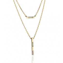 Collier pendentif diamant 0,090 carat et or jaune 18 carats "Garden Party"