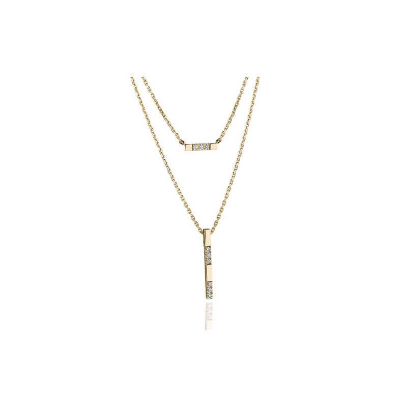 Collier pendentif diamant 0,090 carat et or jaune 18 carats "Garden Party"