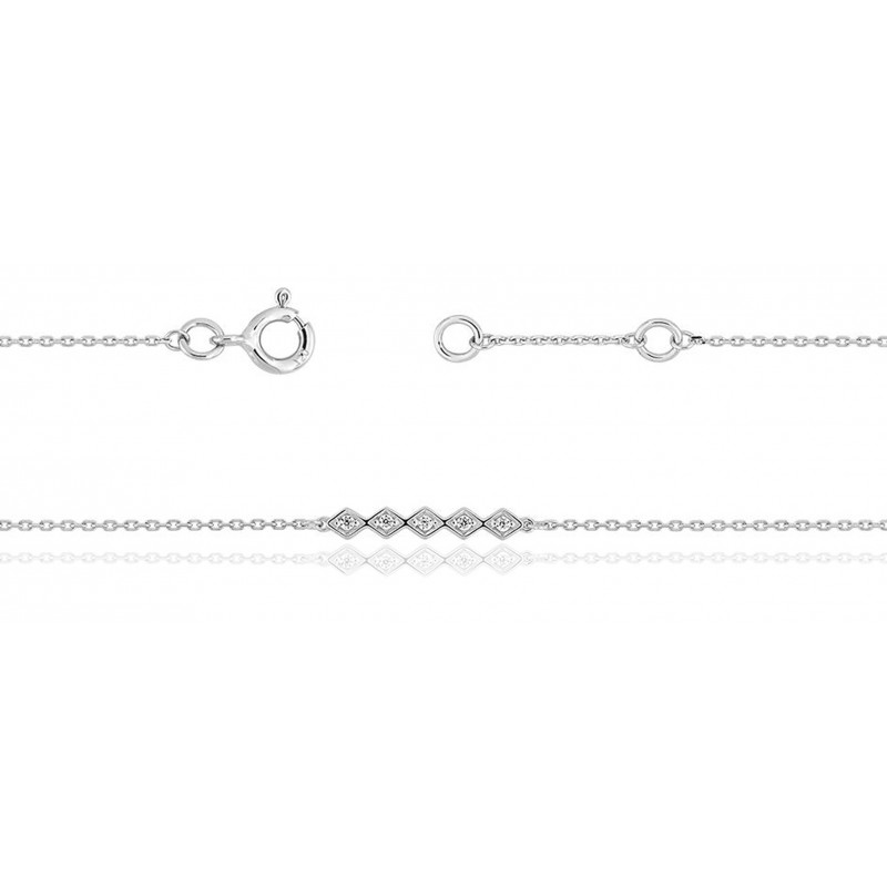 Bracelet or blanc 18 carats et diamant 0,04 carat