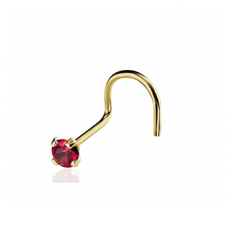 Piercing nez or jaune 18 carats et rubis