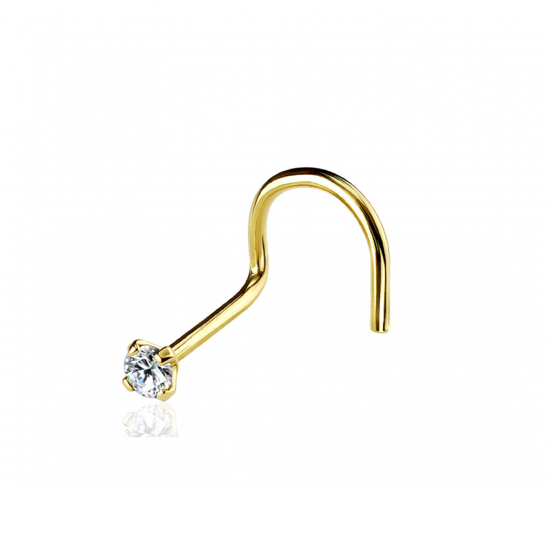 Piercing nez or jaune et diamant 0,015 carat