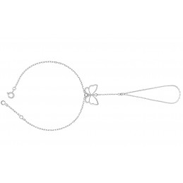 Chaine de main or 9 ou 18 carats et diamant 0,06 carat "papillon" 18,5 cm