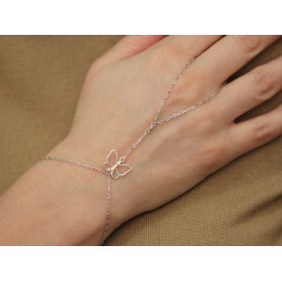 Chaine de main or 9 ou 18 carats et diamant 0,06 carat "papillon"