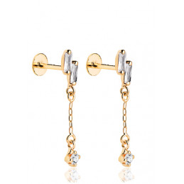 Pendants d'oreilles or 18 carats et zirconiums