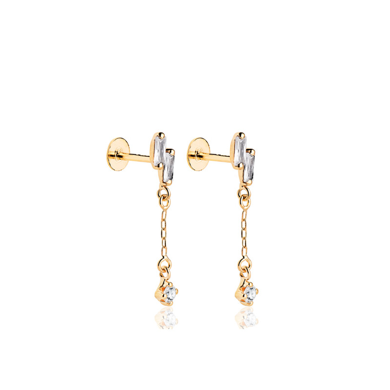 Pendants d'oreilles or 18 carats et zirconiums