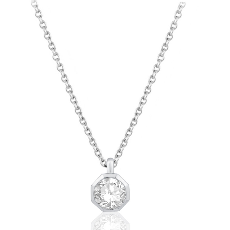 Collier diamant de laboratoire 0,50 carat et or 9 ou 18 carats Diamonds Lab