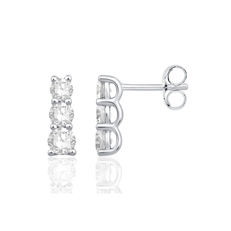 Boucles d'oreilles diamant de laboratoire 1,42 carat et or 9 ou 18 carats Diamonds Lab