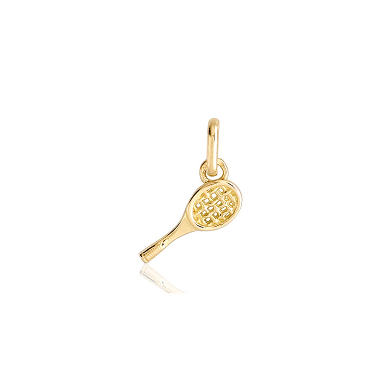 Pendentif or jaune 9 ou 18 carats "raquette de tennis"