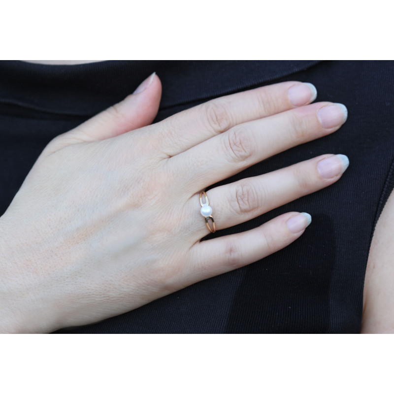 Bague or jaune 18 carats et perle de culture 5 mm