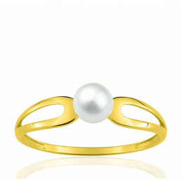 Bague or jaune 18 carats et perle de culture 5 mm