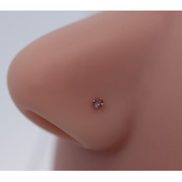 Piercing nez or jaune 18 carats et améthyste