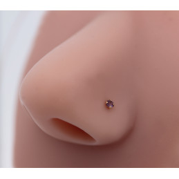 Piercing nez or jaune 9 carats et améthyste