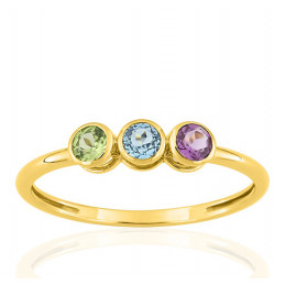 Bague or jaune 18 carats, améthyste, topaze et péridot