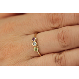 Bague or jaune 18 carats, améthyste, topaze et péridot