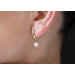 Pendants d'oreilles or jaune 18 carats et perle de culture 7/8 mm