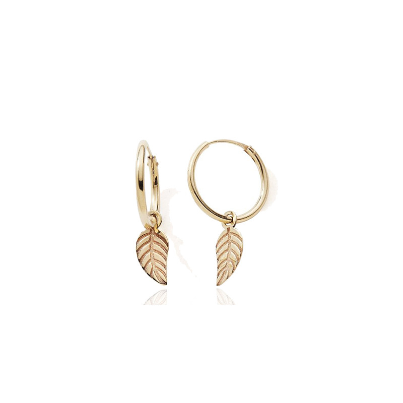 Créoles or jaune 18 carats "plume" pour enfants