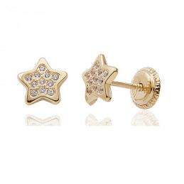 Boucles d'oreilles or  18 carats et zirconiums "étoiles"