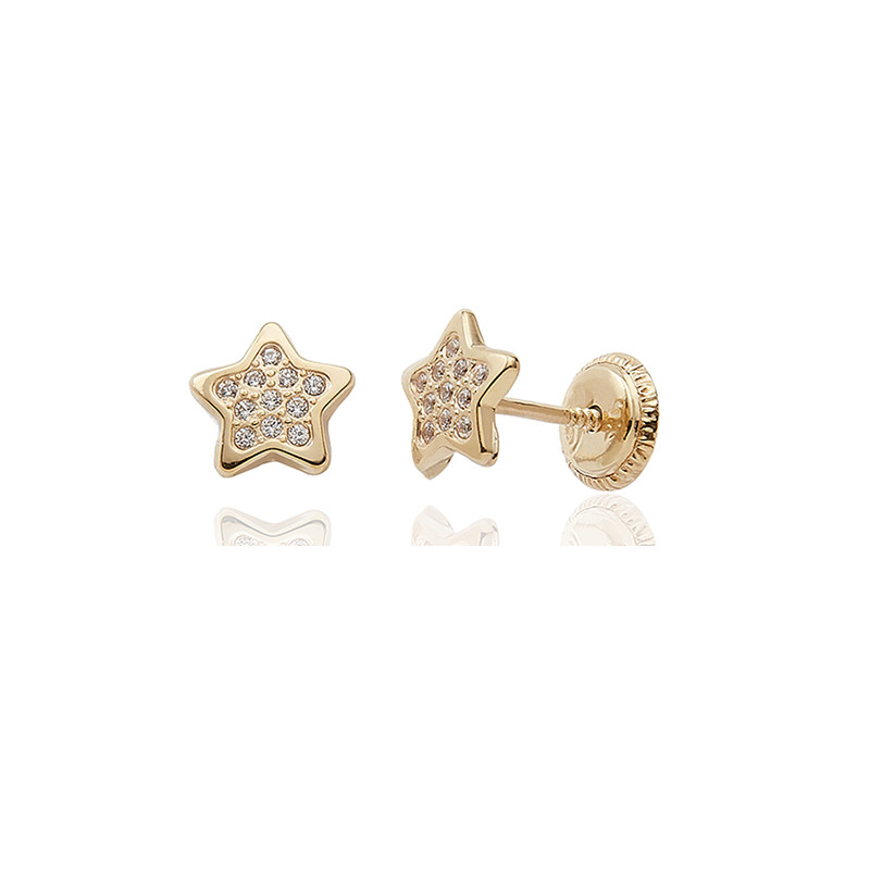Boucles d'oreilles or  18 carats et zirconiums "étoiles"