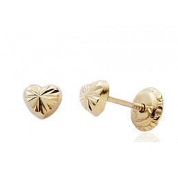Boucles d'oreilles or 18 carats "cœur strié"