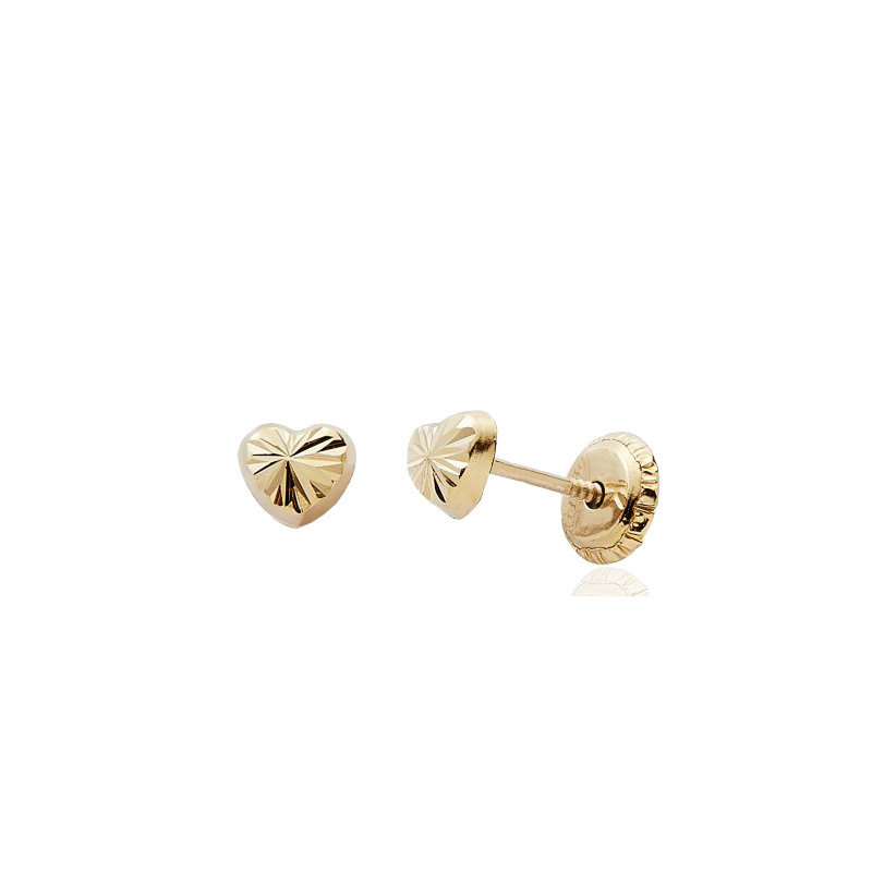 Boucles d'oreilles or 18 carats "cœur strié"