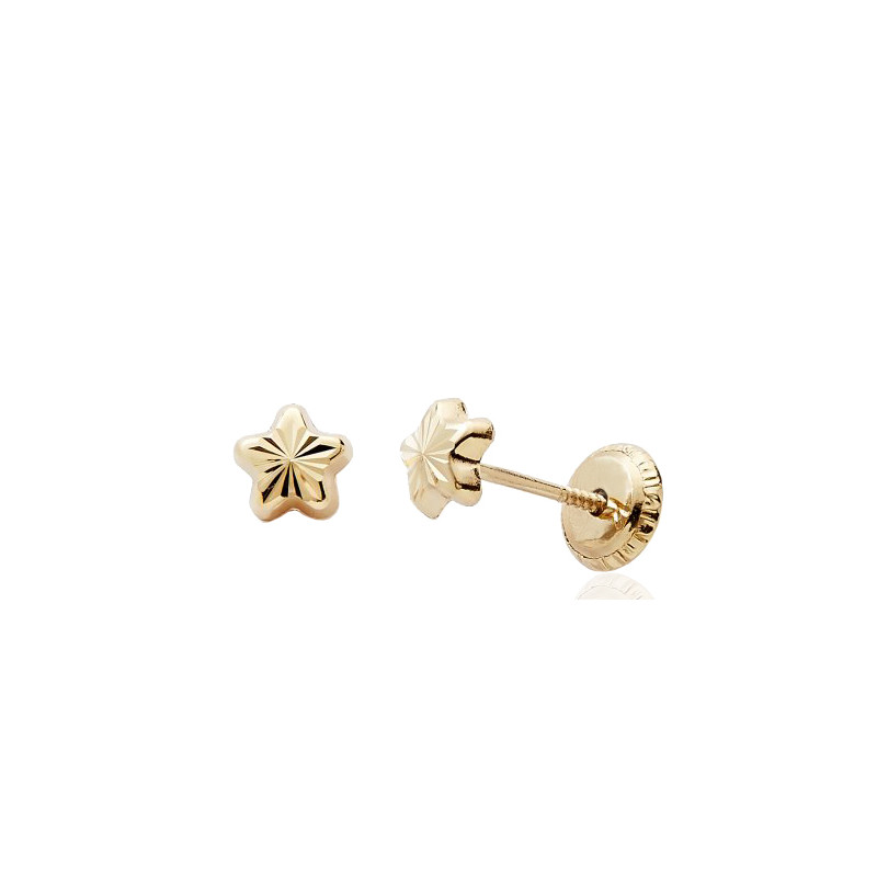Boucles d'oreilles or 18 carats "étoile striée"
