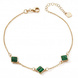 Bracelet or 18 carats et malachite ajustable