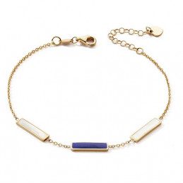 Bracelet or 18 carats, nacre et lapis lazuli ajustable