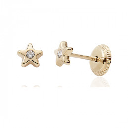 Boucles d'oreilles or 18 carats et zirconiums "étoiles"