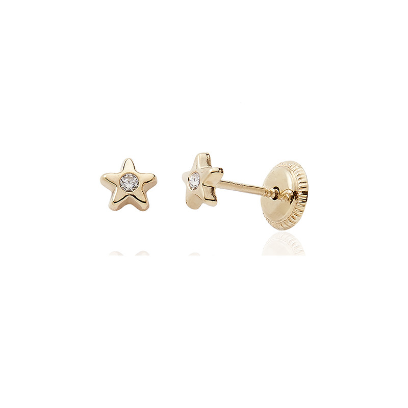 Boucles d'oreilles or 18 carats et zirconiums "étoiles"