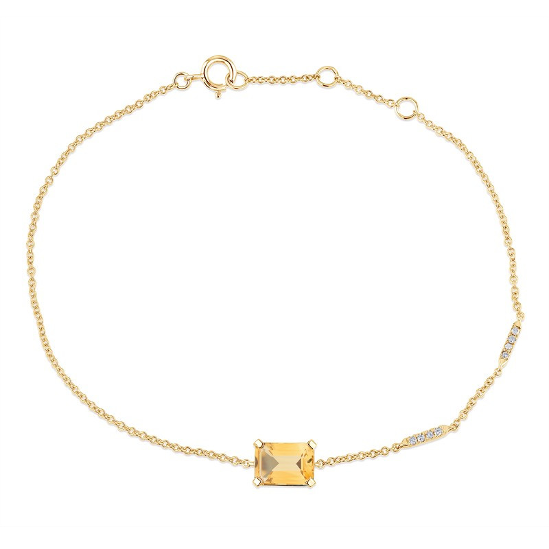 Bracelet or jaune 18 carats, citrine et diamant