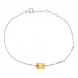 Bracelet or blanc 18 carats, citrine et diamant