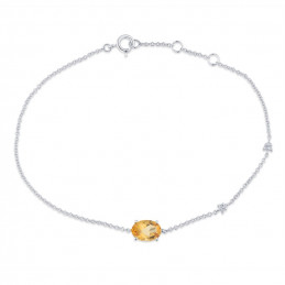 Bracelet or blanc 18 carats, citrine et diamant