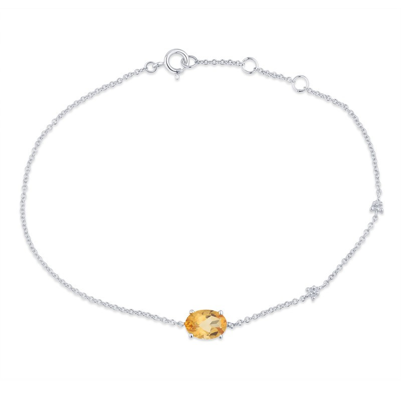 Bracelet or blanc 18 carats, citrine et diamant