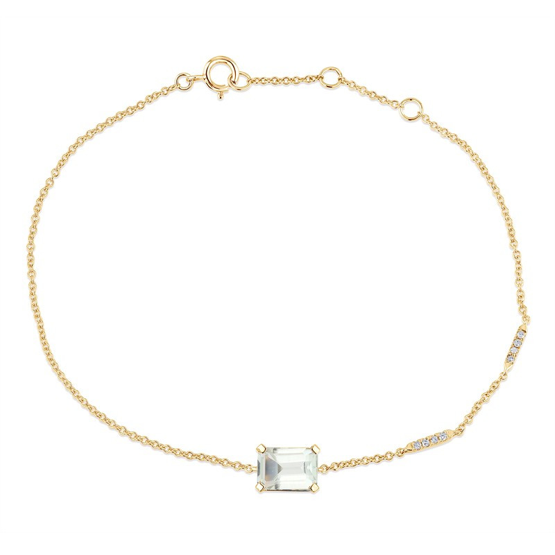 Bracelet or jaune 18 carats, améthyste verte et diamant