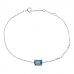 Bracelet or gris 18 carats, topaze blue London et diamant