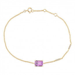 Bracelet or 18 carats, améthyste et diamant 0,030 carat