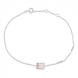Bracelet or blanc 18 carats, quartz rose et diamant