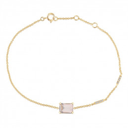 Bracelet or jaune 18 carats, quartz rose et diamant