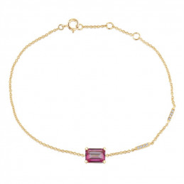 Bracelet or jaune 18 carats, topaze rose et diamant