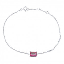 Bracelet or gris 18 carats, topaze rose et diamant