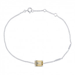 Bracelet or gris 18 carats, quartz champagne et diamant