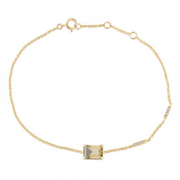 Bracelet or jaune 18 carats, quartz champagne et diamant