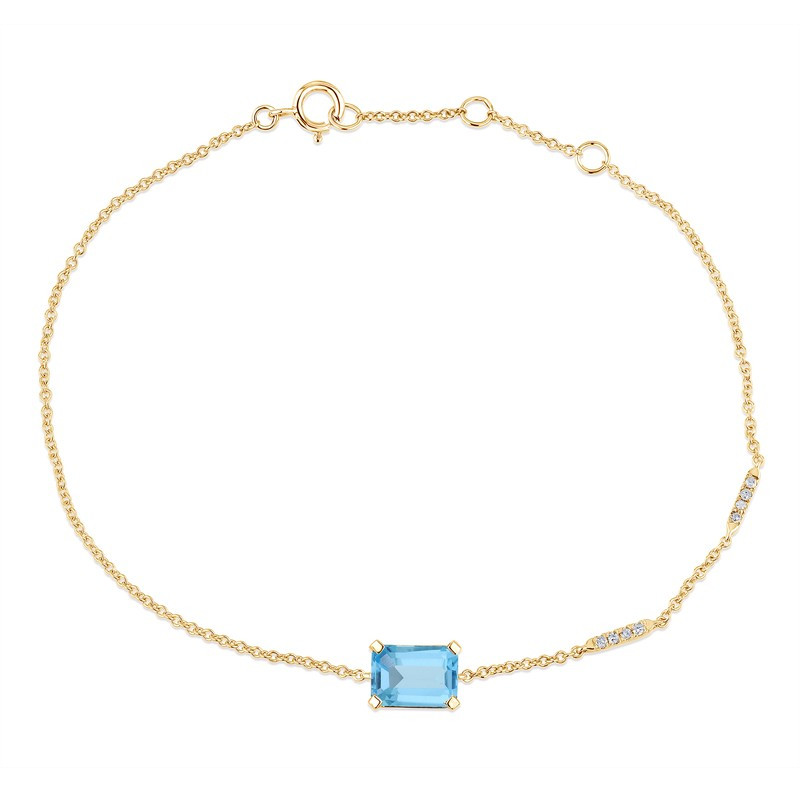 Bracelet or 18 carats, topaze Swiss blue et diamant