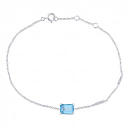 Bracelet or gris 18 carats, topaze Swiss blue et diamant