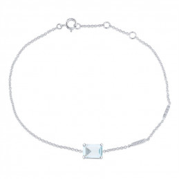 Bracelet or gris 18 carats, topaze Sky blue et diamant