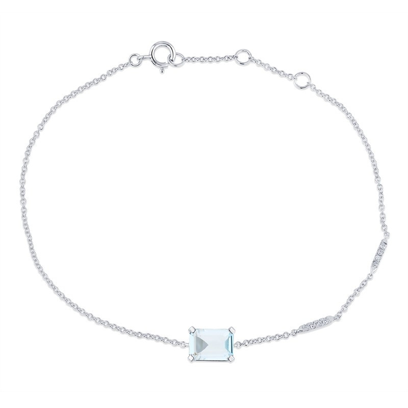 Bracelet or gris 18 carats, topaze Sky blue et diamant