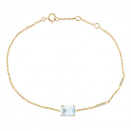 Bracelet or jaune 18 carats, topaze Sky blue et diamant