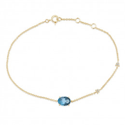 Bracelet or 18 carats, topaze Blue London et diamant