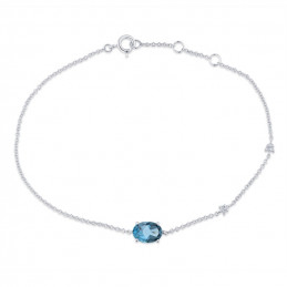 Bracelet or gris 18 carats, topaze Blue London et diamant